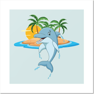 Dolphin in summer euphoria. Posters and Art